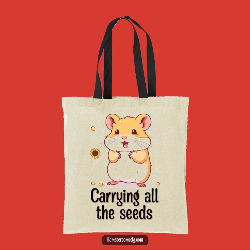 Funny Hamster Juggling Seeds Tote Bag: Carry Your Stuff with a Smile